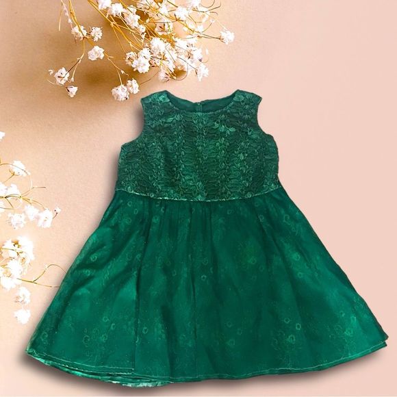 Monique Lhuillier Dresses & Skirts - MONIDUE LHUILIER Dress Fit & Flare Emerald Lace Top Sleeveless MSRP 495 Size 20